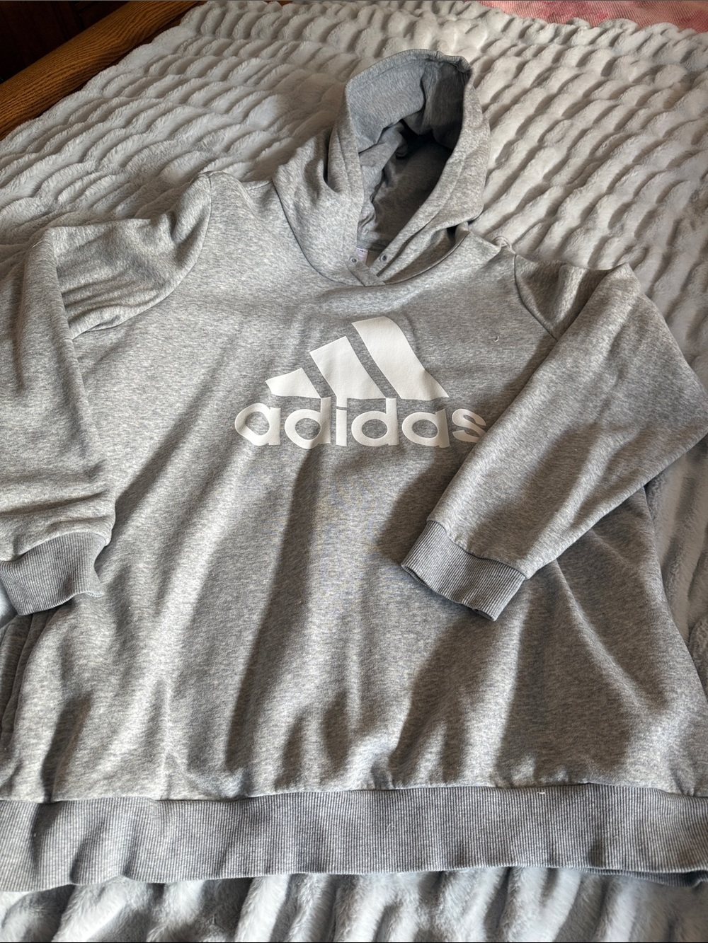 adidas Light Gray Pullover Hoodie with White Logo 2X unisex excellent condition